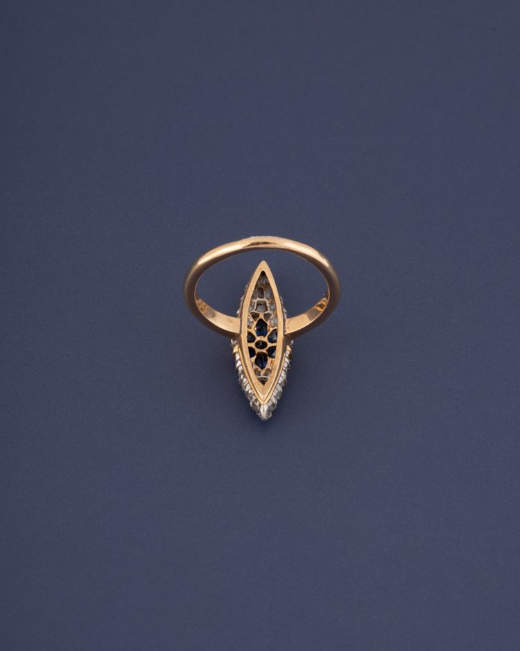 Bague Marquise en Saphir et Diamant, fin XIXe siècle