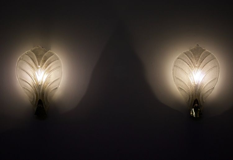 Murano glass and brass wall sconces