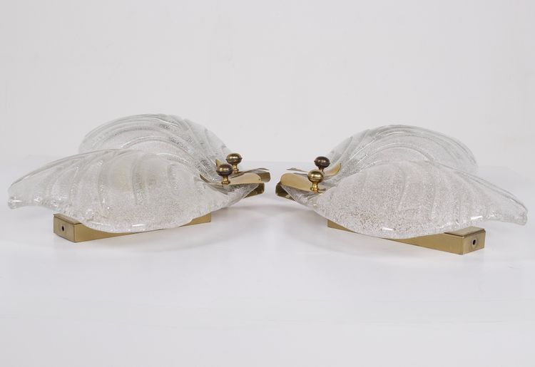 Murano glass and brass wall sconces