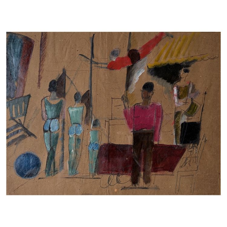 Charles Dufresne, Au cirque, vers 1918-19, huile sur papier