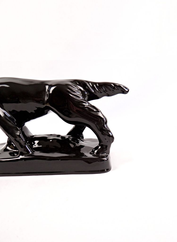 Ceramic sculpture of a hunting dog from Vallauris, signed Faïences & Poteries de Provence