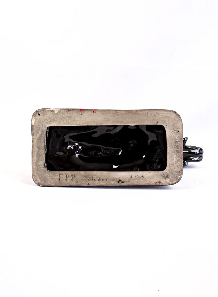 Ceramic sculpture of a hunting dog from Vallauris, signed Faïences & Poteries de Provence