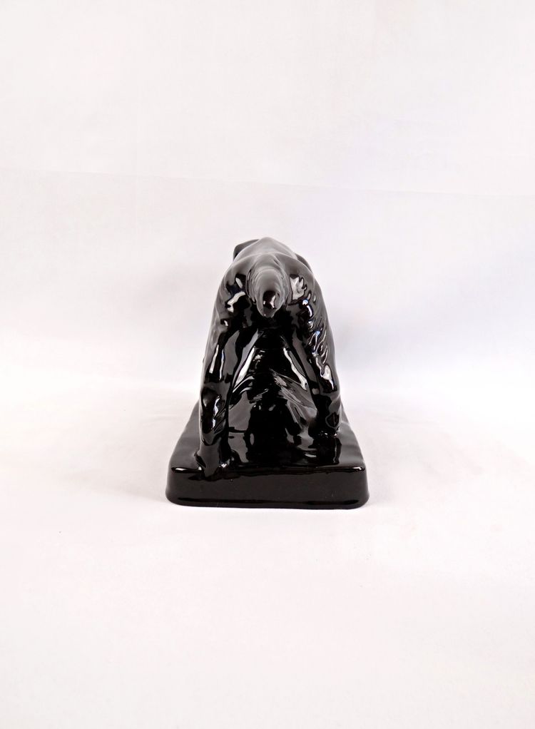 Ceramic sculpture of a hunting dog from Vallauris, signed Faïences & Poteries de Provence