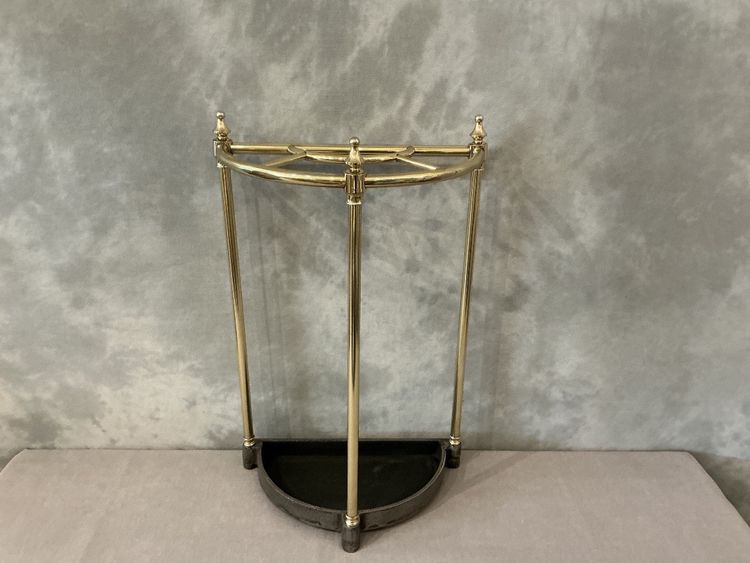 Porte parapluies ancien en laiton d'époque fin 19 ème en demi-cercle 