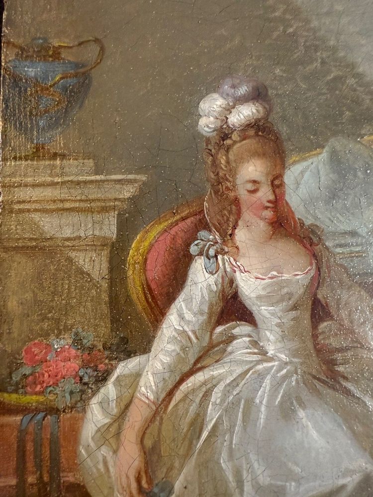 TABLEAU HUILE SUR TOILE SCÈNE GALANTE