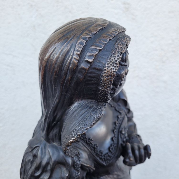 Math Moreau, Marie Stuart, H73cm, bronze signé, XIXème siècle