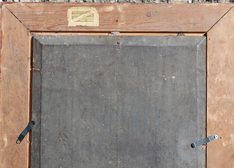 Tableau huile sur panneau Portrait en buste d' une femme au voile signé PETIT-WERY daté 1877 