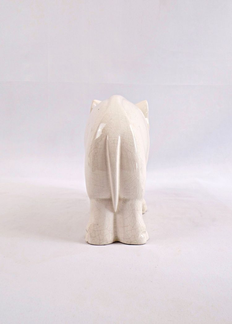 Éléphant Art Déco sculpture en céramique craquelée par Charles Lemanceau début XXe