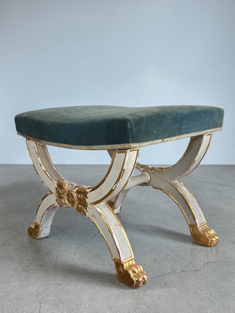 TABOURET CURULE DEBUT XIXe ESTAMPILLÉ " JEANSELME " EPOQUE EMPIRE / RESTAURATION