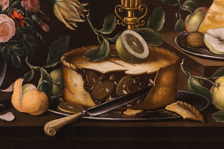 Peintre flamand XVIIIe siècle, Nature morte avec des fleurs et fruits