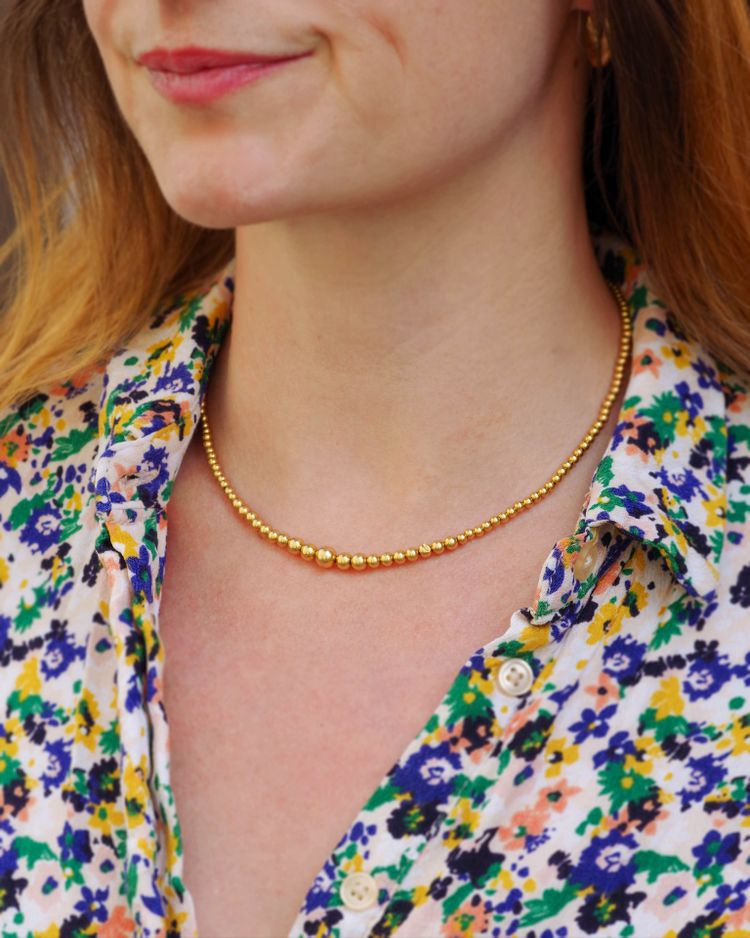 Collier marseillais perles d'or 18k, collier ancien régional 