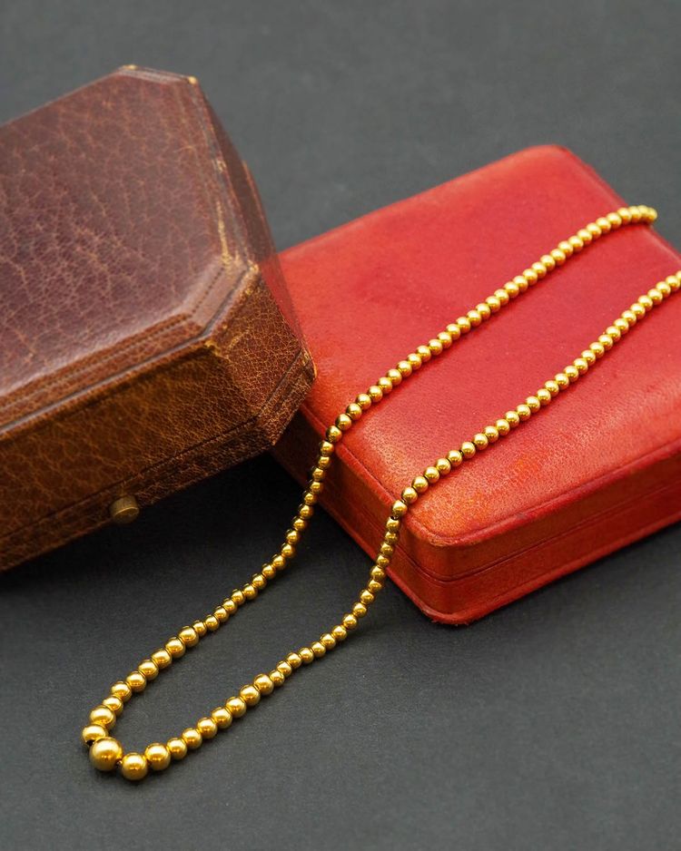 Collier marseillais perles d'or 18k, collier ancien régional 