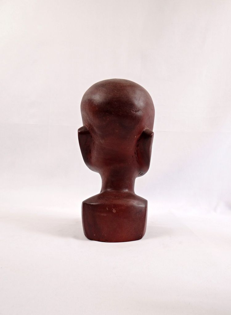 Buste d'homme sculpture en bois d'Acajou rouge art Africain moderniste XXe
