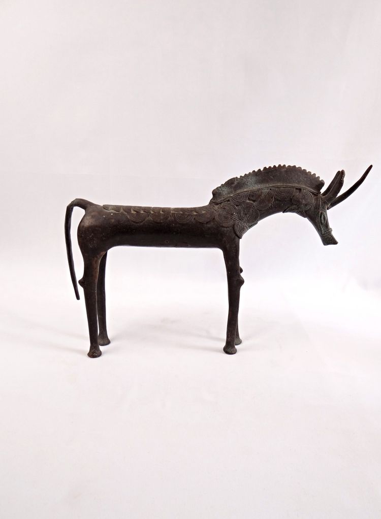 Cheval en Bronze artisanat Africain du Burkina Faso début XXe