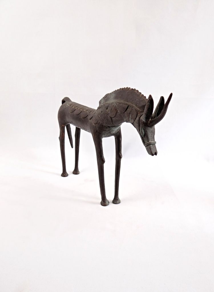 Cheval en Bronze artisanat Africain du Burkina Faso début XXe