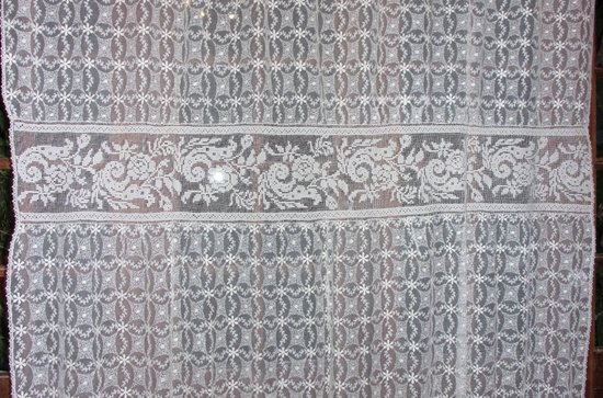 Curtain in embroidered tulle, early 20th century