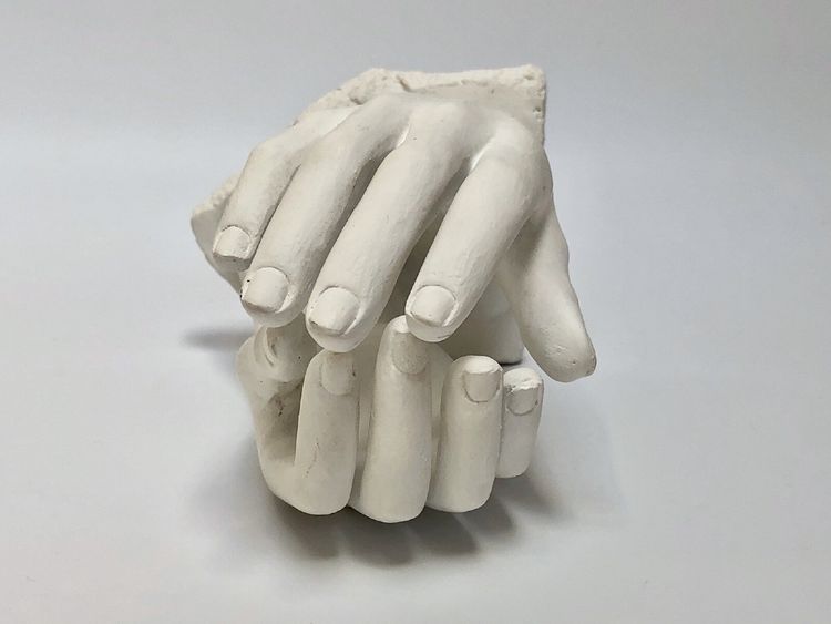 Sculpture La Cathédrale Rodin plâtre d'atelier moulage