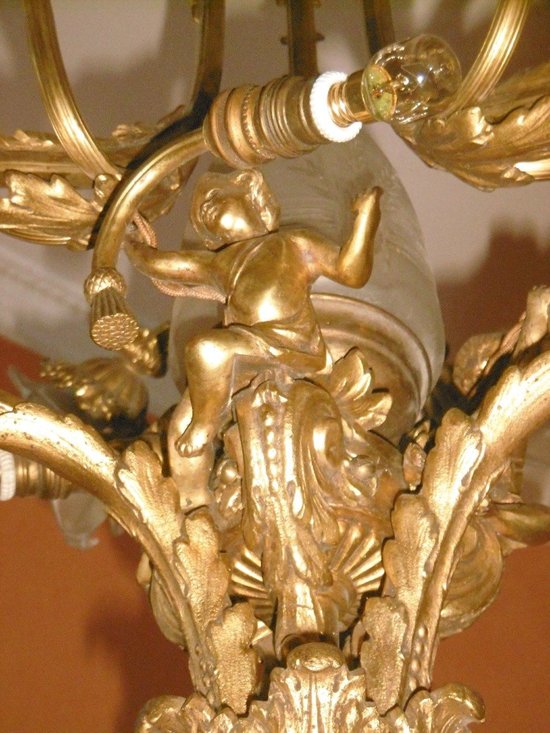 Bronze Chandelier With Putti