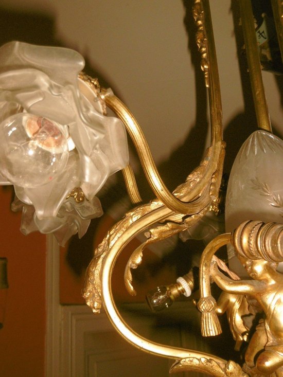 Bronze Chandelier With Putti