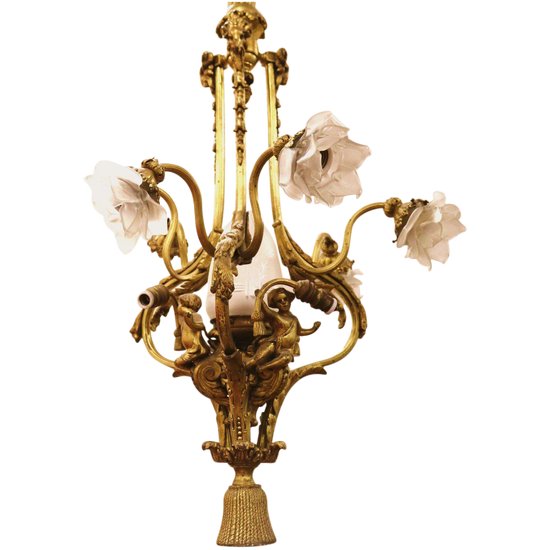 Bronze Chandelier With Putti