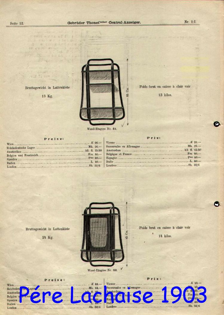 Armoire murale Thonet N° 11552 Ca 1910 - Sécession Viennoise -