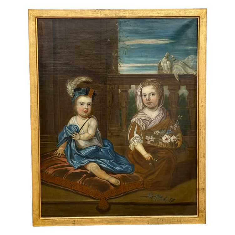 TABLEAU IMPORTANT FIN 17eme DEBUT 18eme " PORTRAIT D ENFANTS " 135 cm x 110 cm