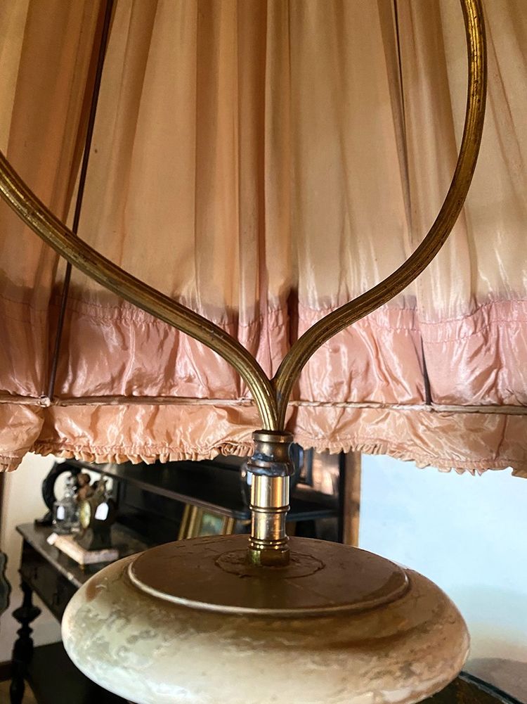 Louis XVI style floor lamp in grey lacquered wood