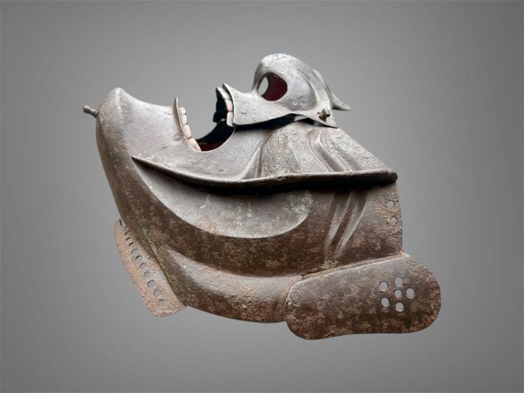Halbe Samurai-Mempo-Maske – Edo-Zeit (1603–1868).