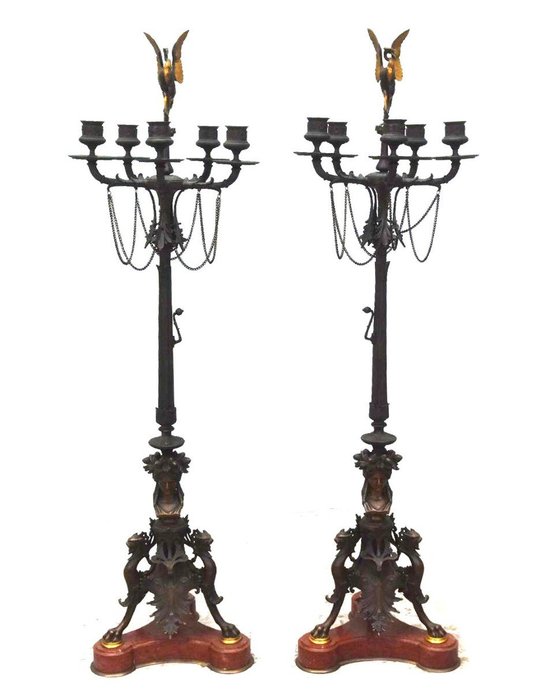 Bronze Candelabras Signed De Barbedienne Nineteenth (pair)