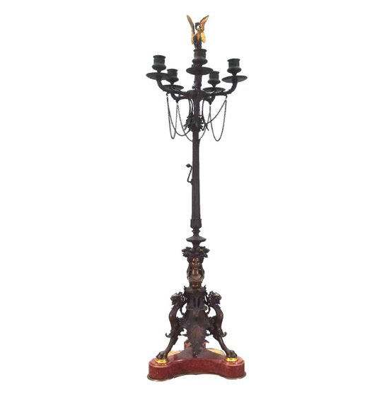 Bronze Candelabras Signed De Barbedienne Nineteenth (pair)