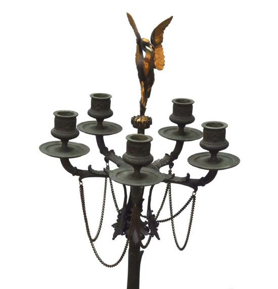 Bronze Candelabras Signed De Barbedienne Nineteenth (pair)