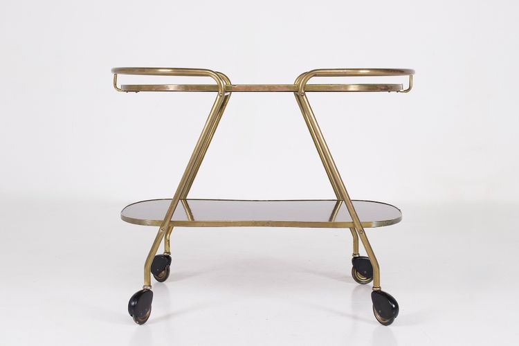 Carrello di Ilse Möbel, in ottone e Formica, anni '60.