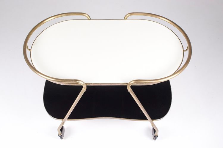 Carrello di Ilse Möbel, in ottone e Formica, anni '60.