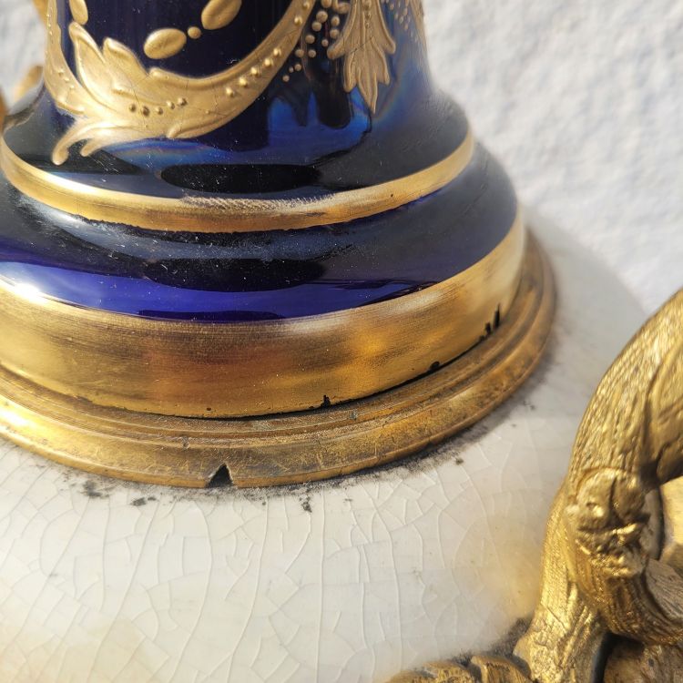 Große Vase H87cm, Porzellan und Bronze, 19. Jahrhundert