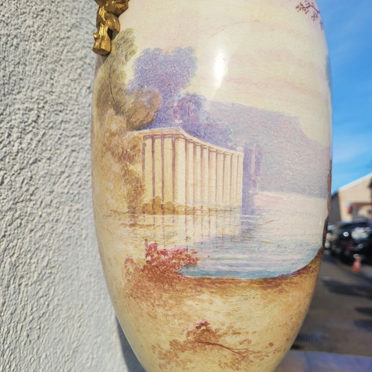 Große Vase H87cm, Porzellan und Bronze, 19. Jahrhundert