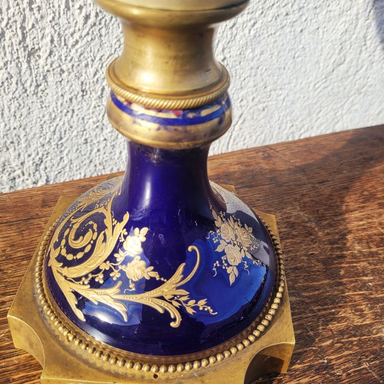 Große Vase H87cm, Porzellan und Bronze, 19. Jahrhundert