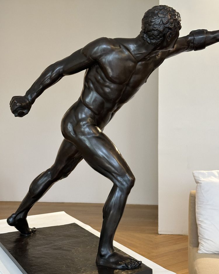 Borghese Gladiator after Agasias of Ephesus. Large patinated bronze