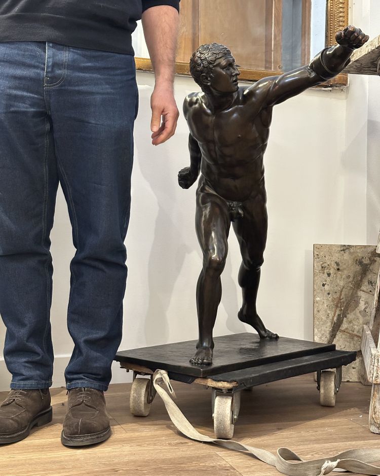 Gladiatore Borghese dopo Agasia di Efeso. Grande bronzo patinato