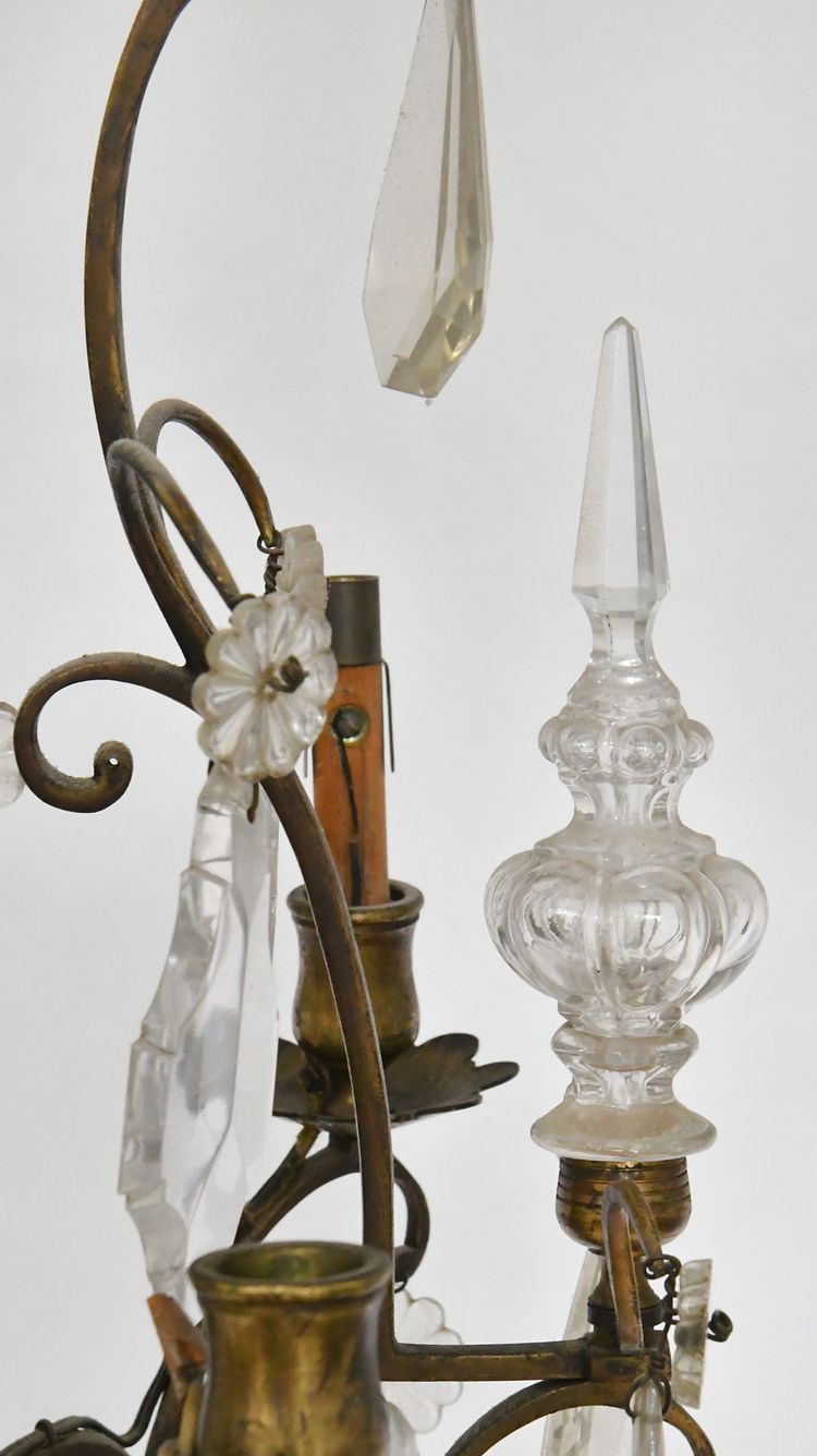  Louis XV-style six-light cage chandelier with pendants