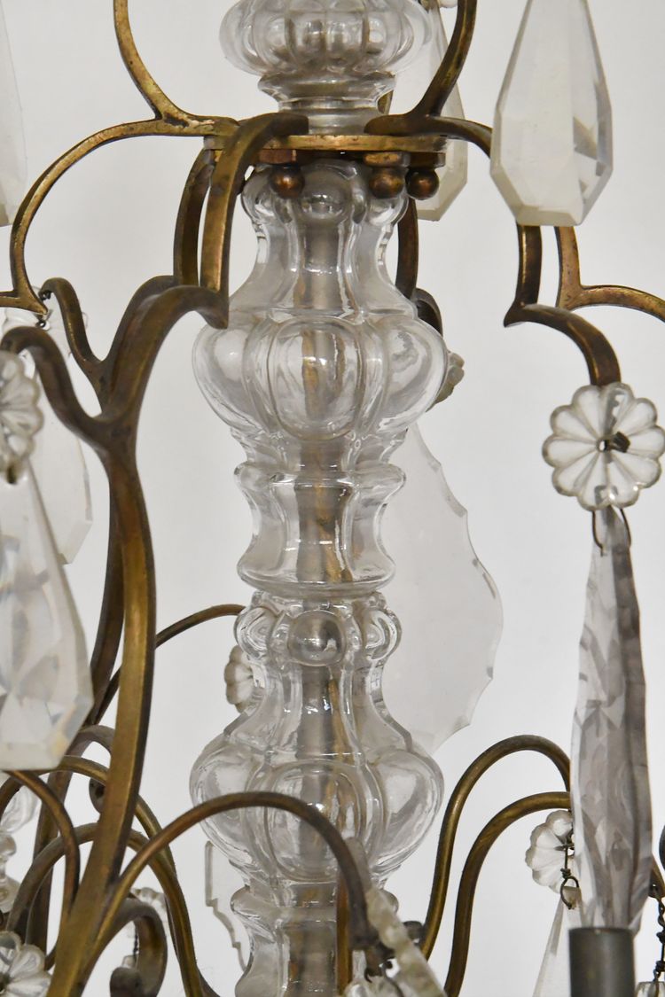  Louis XV-style six-light cage chandelier with pendants