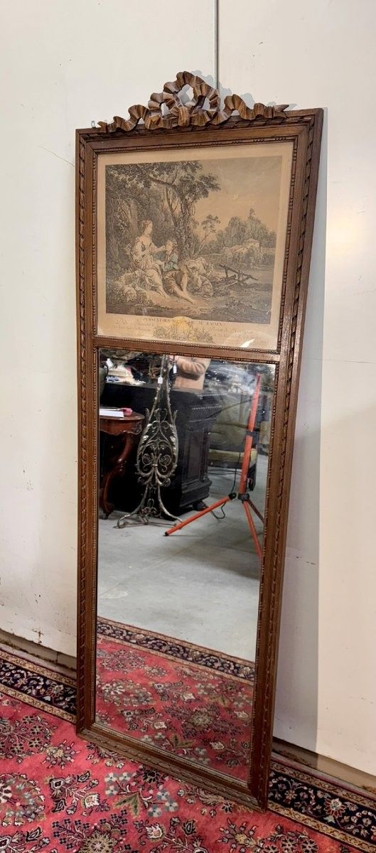 Louis XVI style Trumeau mirror in carved wood