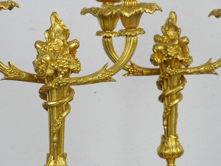Pair of Gilded Bronze Candelabra in the Louis XVI Style from the Napoleon III period
