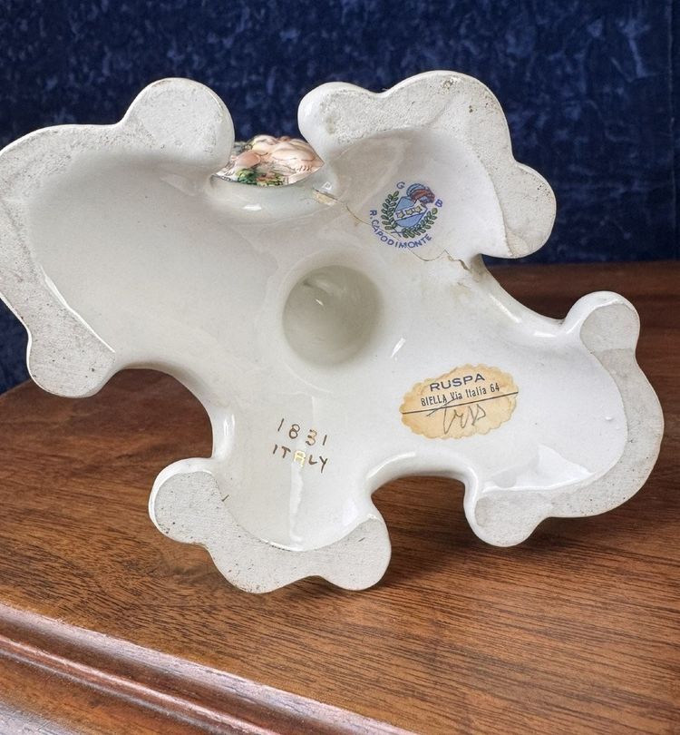 Capodimonte : Trimmer con Angelot in porcellana del primo Novecento
