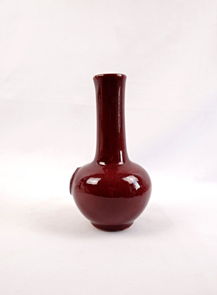 Vaso in porcellana cinese a doppia felicità shuāng xǐ rosso sangue di bue fine XIX secolo