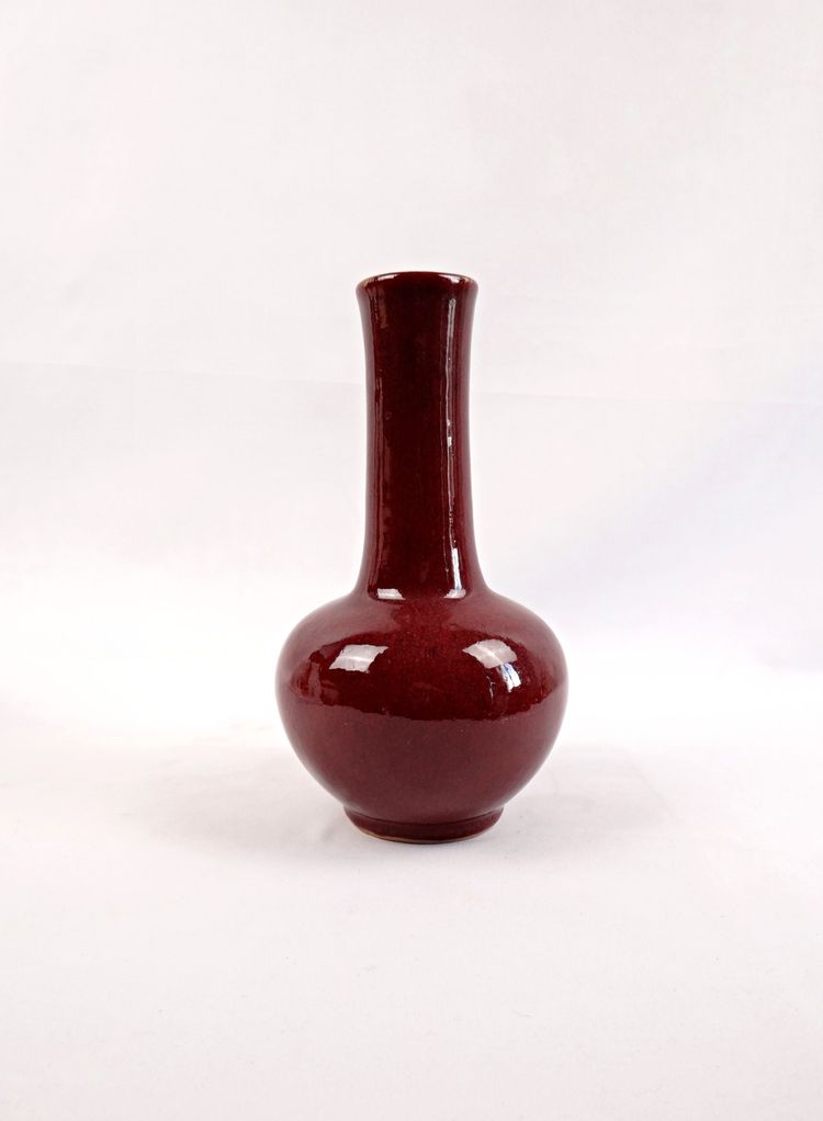 Vaso in porcellana cinese a doppia felicità shuāng xǐ rosso sangue di bue fine XIX secolo