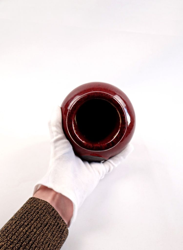 Vaso in porcellana cinese a doppia felicità shuāng xǐ rosso sangue di bue fine XIX secolo