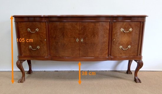 Enfilade en Loupe de Noyer, goût Chippendale – 1ère partie XXe