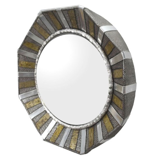 Miroir  Octogonal En Métal Années 80