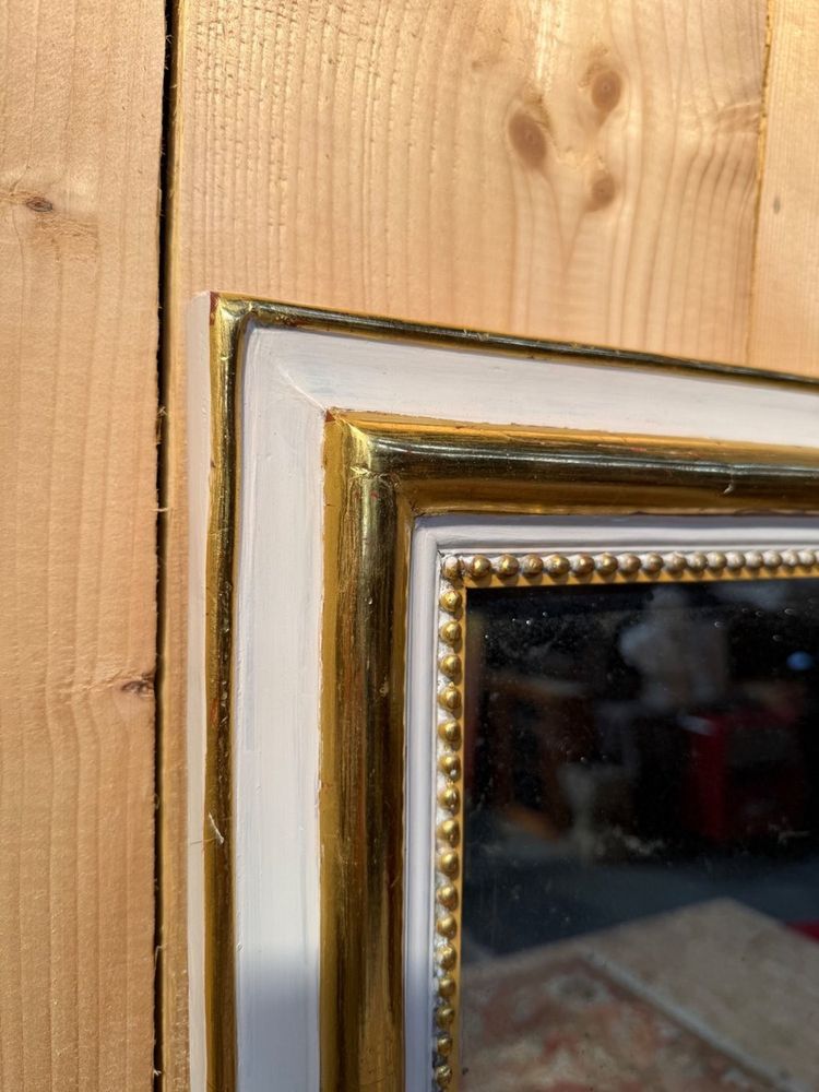 Specchiera intermedia - Stile Luigi XVI - Laccata bianca e dorata con foglia oro