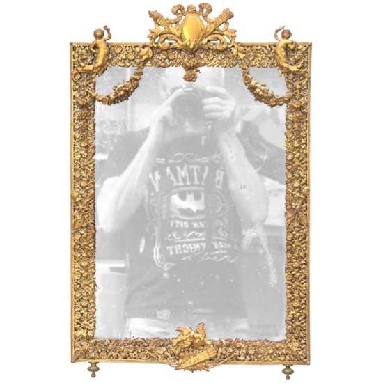Napoleon III Brass Table Mirror 19th Century